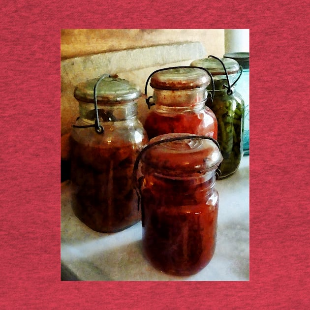 Kitchens - Tomatoes and String Beans in Canning Jars by SusanSavad